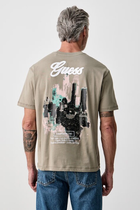 Guess T-shirt oversize męski bawełniany zielony M6BI35 K6174