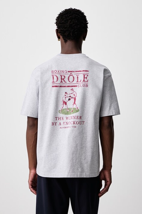Drôle de Monsieur T-shirt męski bawełniany szary M-TS342-CO248