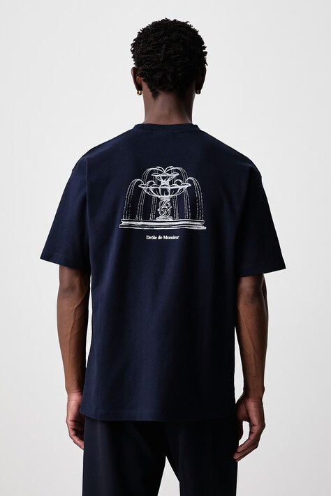 Drôle de Monsieur T-shirt męski bawełniany Fountain granatowy M-TS344-CO002