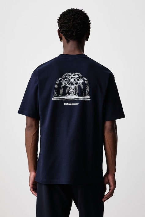 Drôle de Monsieur T-shirt męski bawełniany Fountain granatowy M-TS344-CO002