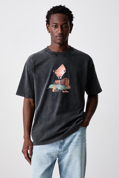 Drôle de Monsieur T-shirt męski bawełniany Glass Lion czarny M-TS354-CO248