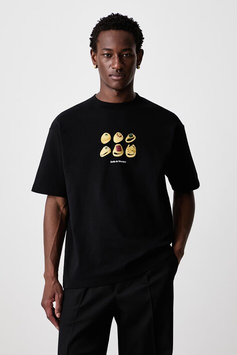 Drôle de Monsieur T-shirt męski bawełniany Rings czarny M-TS341-CO002