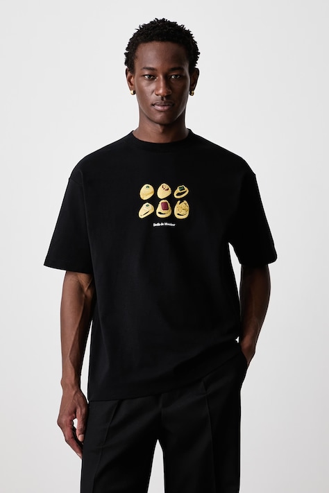 Drôle de Monsieur T-shirt męski bawełniany Rings czarny M-TS341-CO002