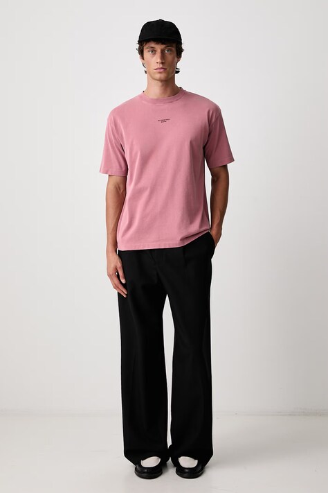 Drôle de Monsieur T-shirt oversize męski bawełniany Classic Slogan różowy M-TS202-CO248