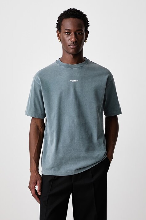 Drôle de Monsieur T-shirt oversize męski bawełniany Classic Slogan szary M-TS202-CO248