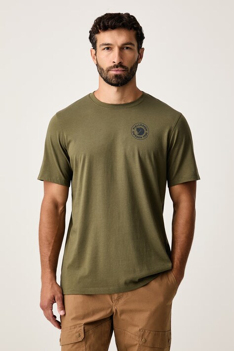 Fjallraven T-shirt męski z bawełną zielony F87313-625
