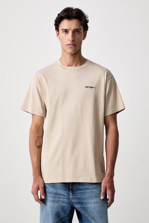 Carhartt WIP Script Embroidery T-shirt bawełniany męski beżowy I030435.2NQXX