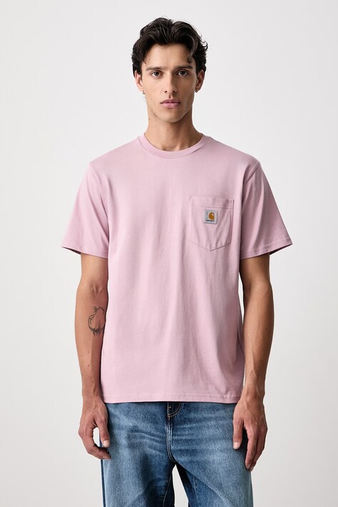 Carhartt WIP Pocket T-shirt bawełniany męski różowy I030434.2P8XX