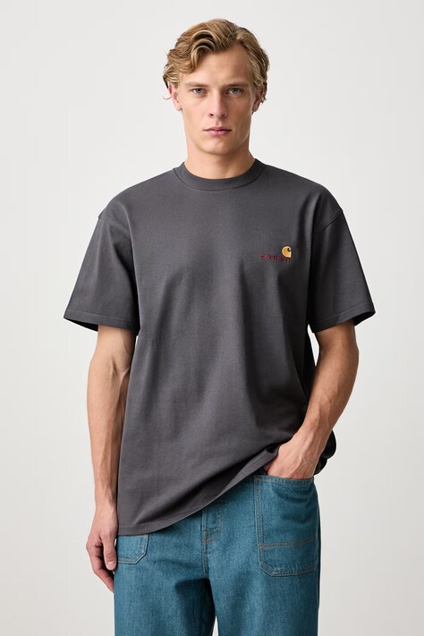 Carhartt WIP American Script T-shirt bawełniany męski szary I029956.87XX