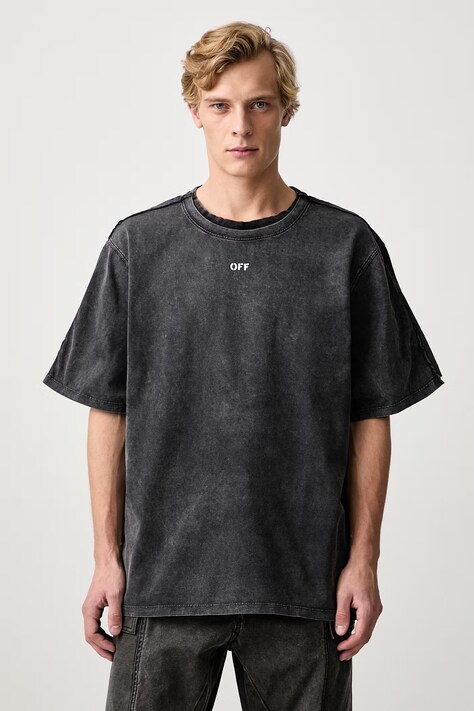 Off-White Off Stamp Overlap Regular t-shirt cotton men's black 44MAA16NF26J005001