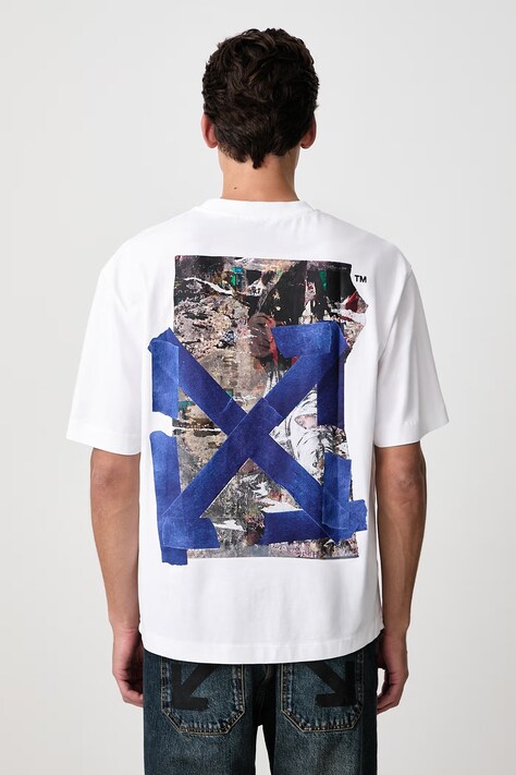 Off-White Bacco Arrow Skate tričko bavlněné pánské bílé 44MAA120F26J018100