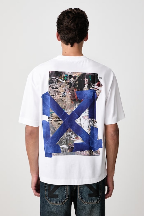 Off-White Bacco Arrow Skate tričko bavlněné pánské bílé 44MAA120F26J018100