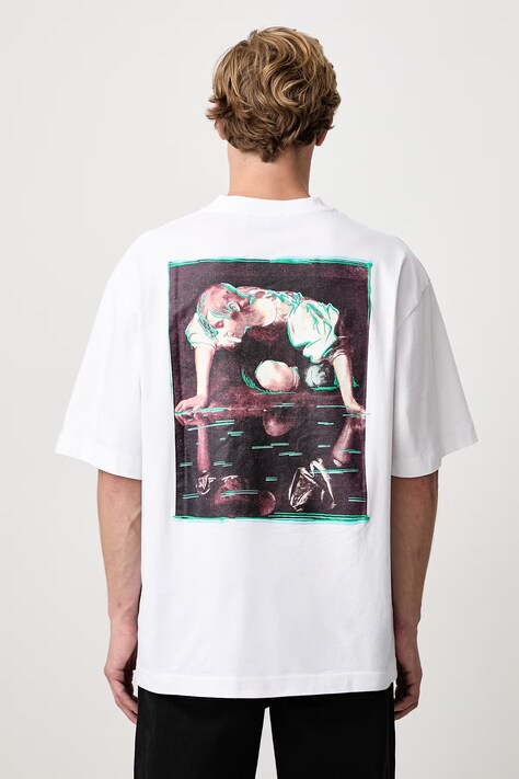 Off-White Inked Narciso Skate tričko bavlněné pánské bílé 44MAA120F26J012100