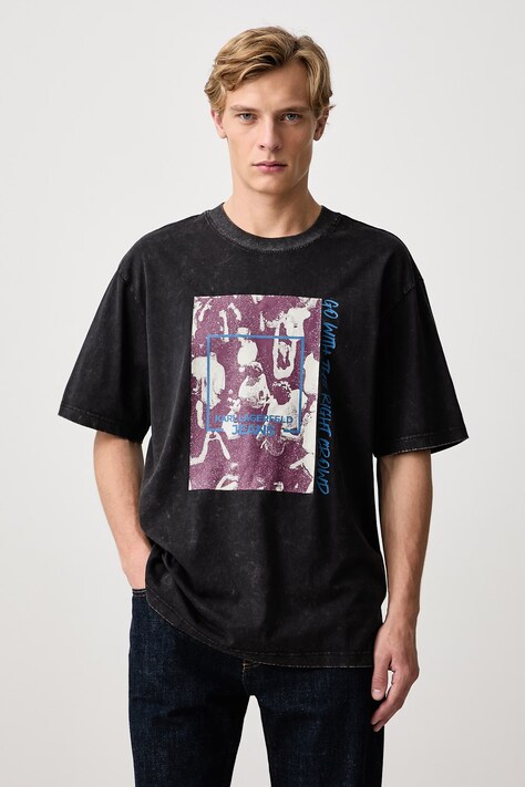 Karl Lagerfeld Jeans T-shirt ανδρικό βαμβακερό μαύρο B4M17035