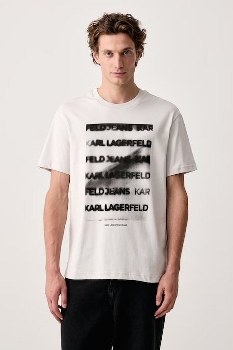 Karl Lagerfeld Jeans Tričko pánské bavlněné šedé B4M17028