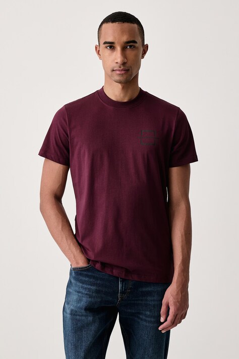 Karl Lagerfeld Jeans T-shirt męski bawełniany bordowy B4M17024