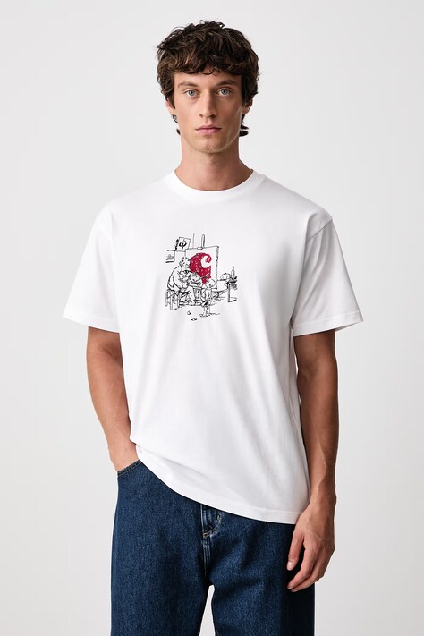 Carhartt WIP Old Painter T-Shirt bawełniany męski biały I037248