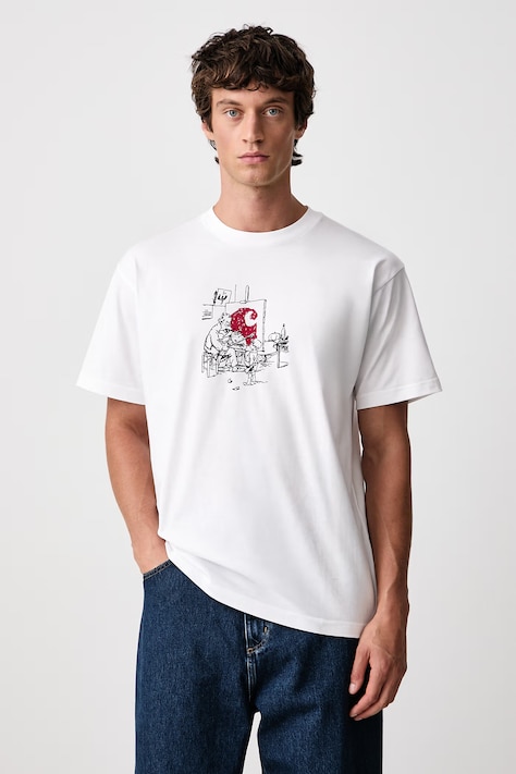 Carhartt WIP Old Painter T-Shirt bawełniany męski biały I037248