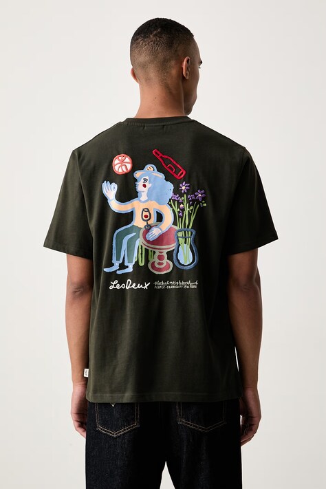 Les Deux T-shirt męski bawełniany zielony 1002484