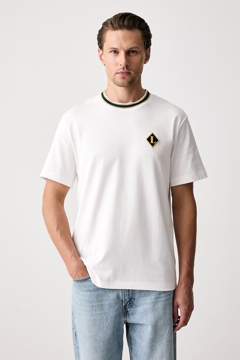 Lacoste T-shirt męski bawełniany beżowy TH8611