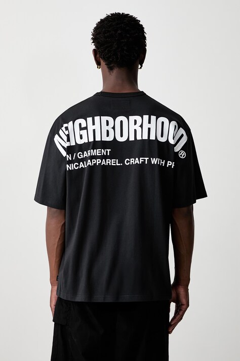 Neighborhood T-shirt męski z bawełną czarny 261BWNH.CSM02