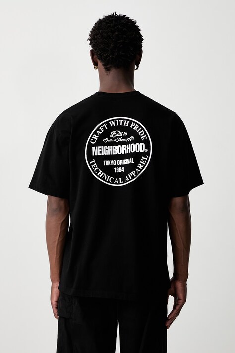 Neighborhood T-shirt bawełniany męski czarny 261PCNH.ST02