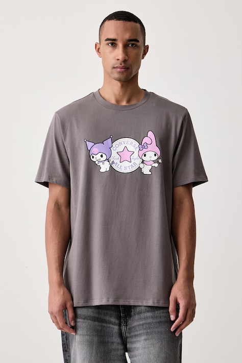 Converse T-shirt męski bawełniany x HELLO KITTY szary CVM6T518