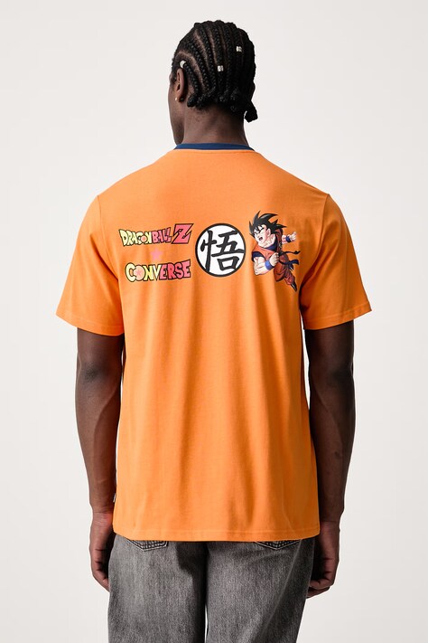 Converse T-shirt męski bawełniany x Dragon Ball Z pomarańczowy CVM6T639