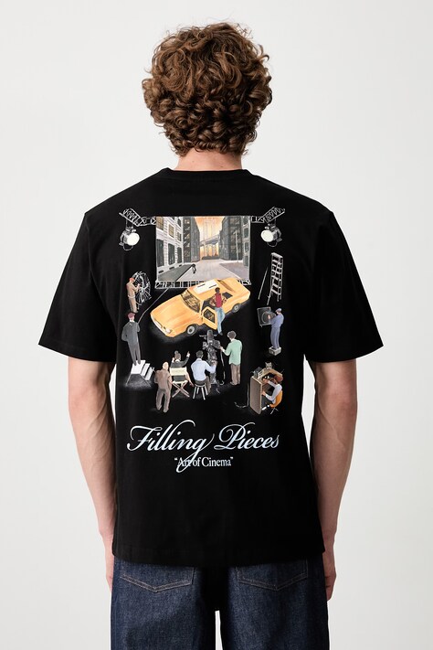 Filling Pieces T-shirt bawełniany męski czarny 422620500360