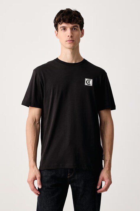 Just Cavalli T-shirt męski bawełniany czarny 81OAHT20 CJ500