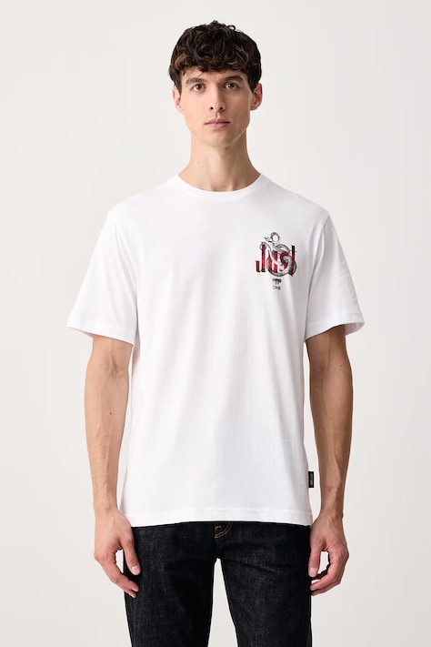 Just Cavalli T-shirt męski bawełniany biały 81OAHT06 CJ500