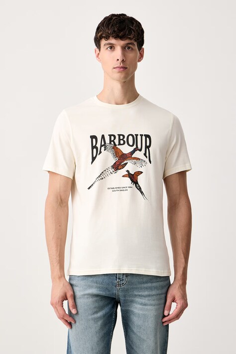 Barbour T-shirt męski bawełniany beżowy MTS1683