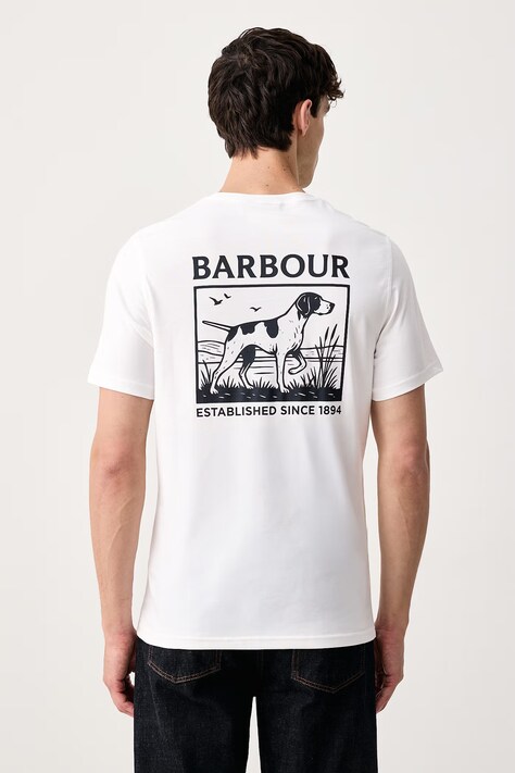 Barbour T-shirt męski bawełniany biały MTS1656
