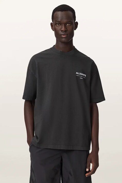 AllSaints T-shirt oversize męski bawełniany BACKSTAGE SS CREW szary M033PF