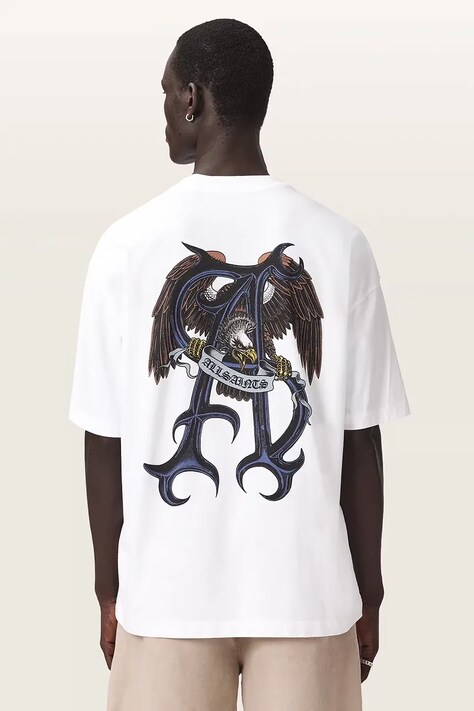 AllSaints T-shirt oversize męski bawełniany RAPTOUR biały M014PF