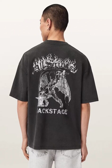 AllSaints T-shirt oversize męski bawełniany REPEAT czarny M011PF