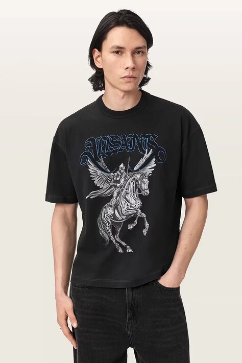 AllSaints T-shirt męski bawełniany VANGUARD czarny M010PF