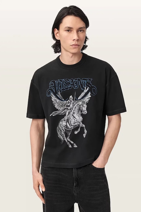 AllSaints T-shirt męski bawełniany VANGUARD czarny M010PF