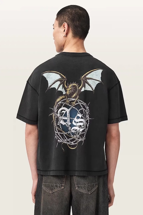 AllSaints T-shirt męski bawełniany WYVERN czarny M007PF