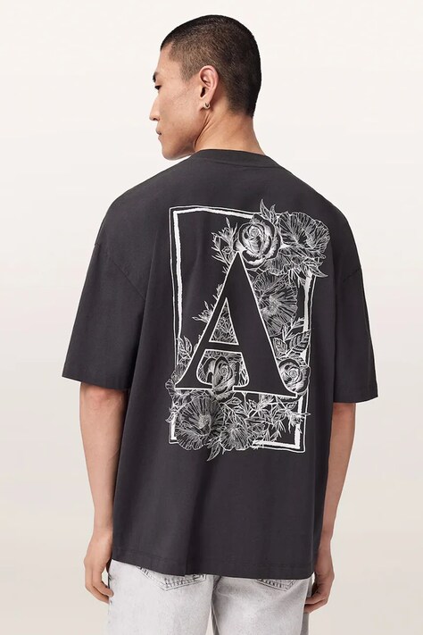 AllSaints Oversize tričko pánske bavlnené ANTHOS čierne M006PF