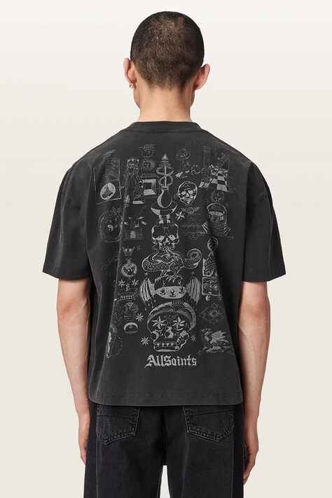 AllSaints T-shirt męski bawełniany IGNIS czarny M026PF
