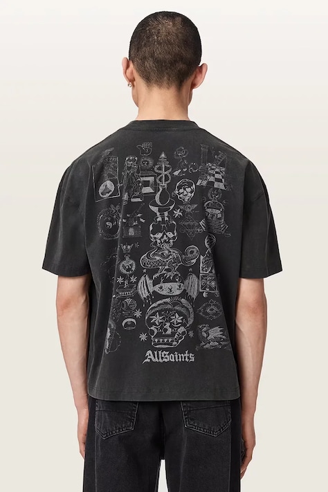 AllSaints T-shirt męski bawełniany IGNIS czarny M026PF
