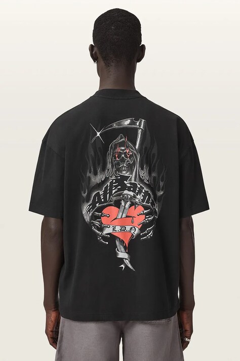 AllSaints T-shirt męski bawełniany SCIMITAR czarny M013PF