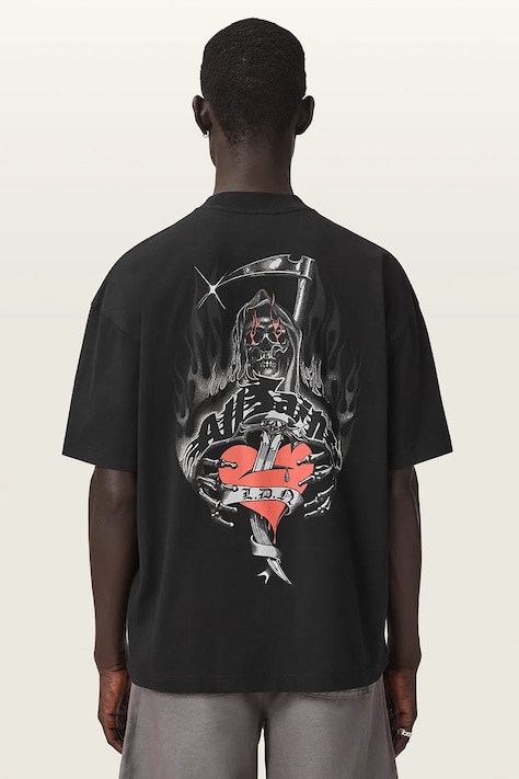AllSaints T-shirt męski bawełniany SCIMITAR czarny M013PF