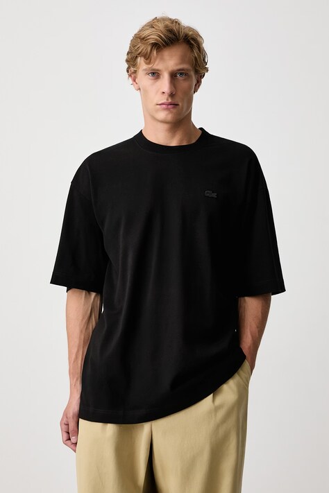 Lacoste T-shirt bawełniany męski czarny TH9441