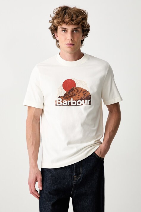 Barbour T-shirt bawełniany damski beżowy MTS1647WH32