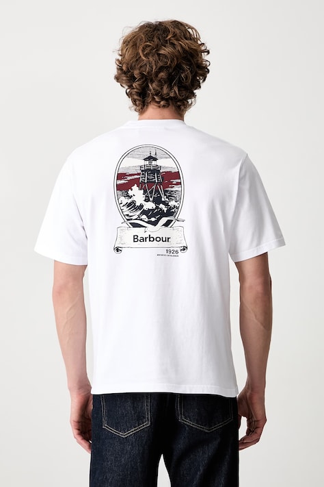 Barbour T-shirt bawełniany męski biały MTS1634WH11