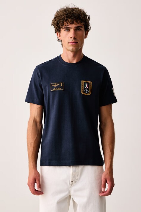 Aeronautica Militare T-shirt męski bawełniany granatowy TS2567UJ00703
