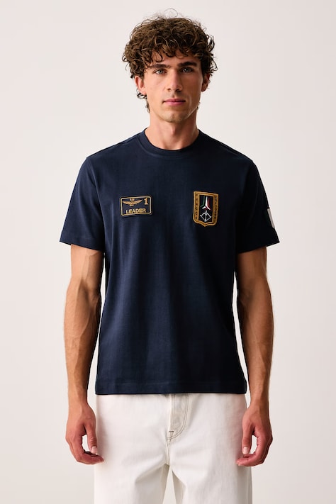Aeronautica Militare T-shirt męski bawełniany granatowy TS2567UJ00703