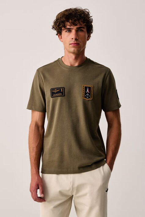 Aeronautica Militare T-shirt męski bawełniany zielony TS2567UJ00703